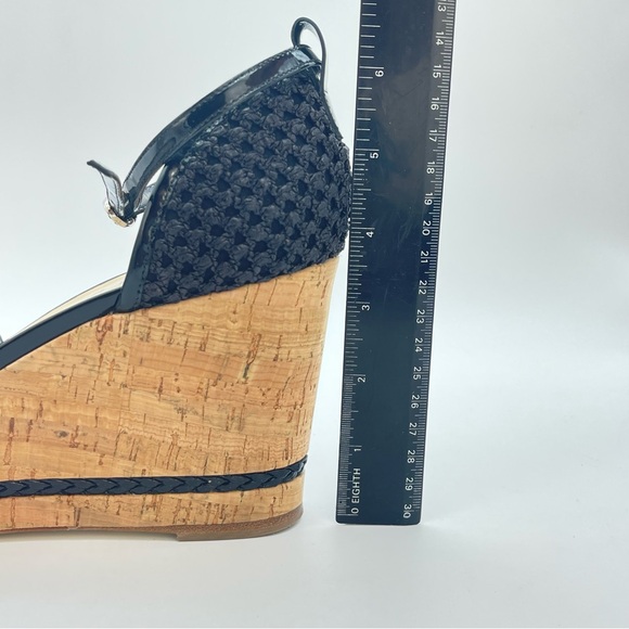 Marvin K Italian Black Wedge Heels ‘Bianca’ Mesh Cork High Heel Sandals | Size 8 - Picture 13 of 13